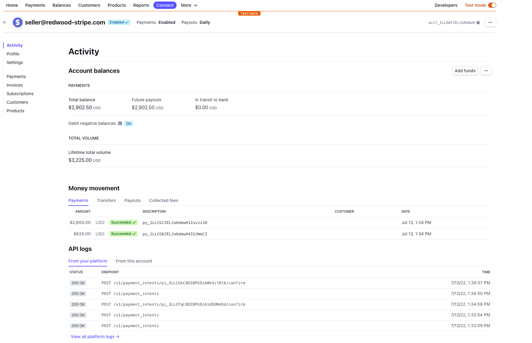 connected acconut payments